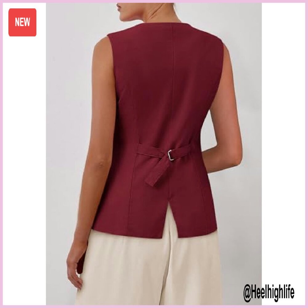 Lightweight Polyester Blazer Vest Sleeveless Busi… - image 6